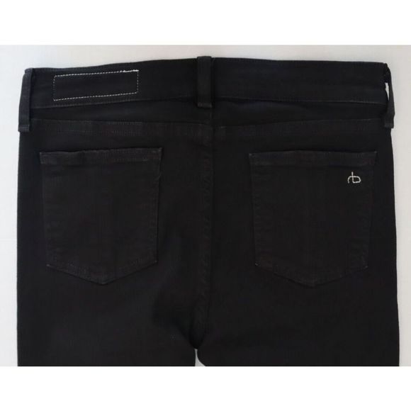 Rag & Bone Women's Sz 27 Black Raw Hem Mid-Rise Ankle Skinny Denim Jeans $195 - Picture 5 of 11
